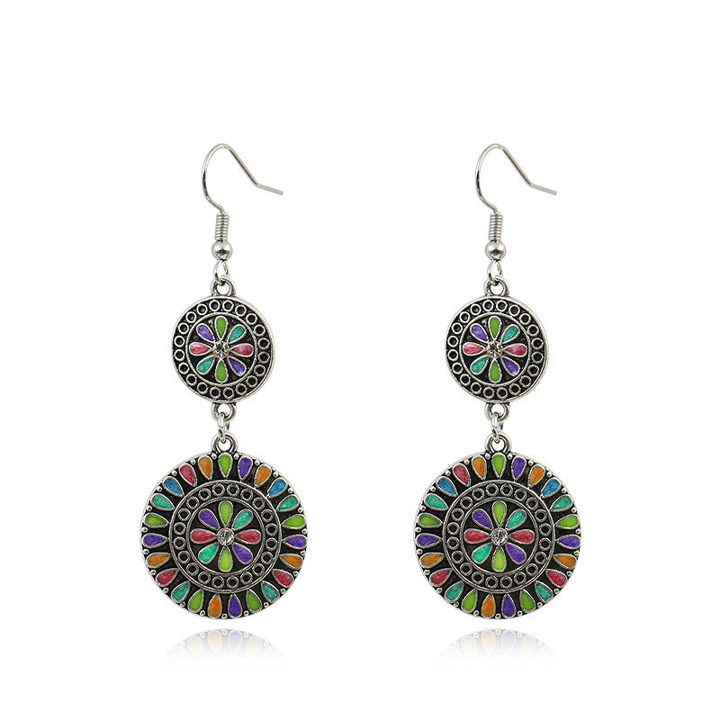 Wholesale Bohemian Drip Oil Alloy Earrings